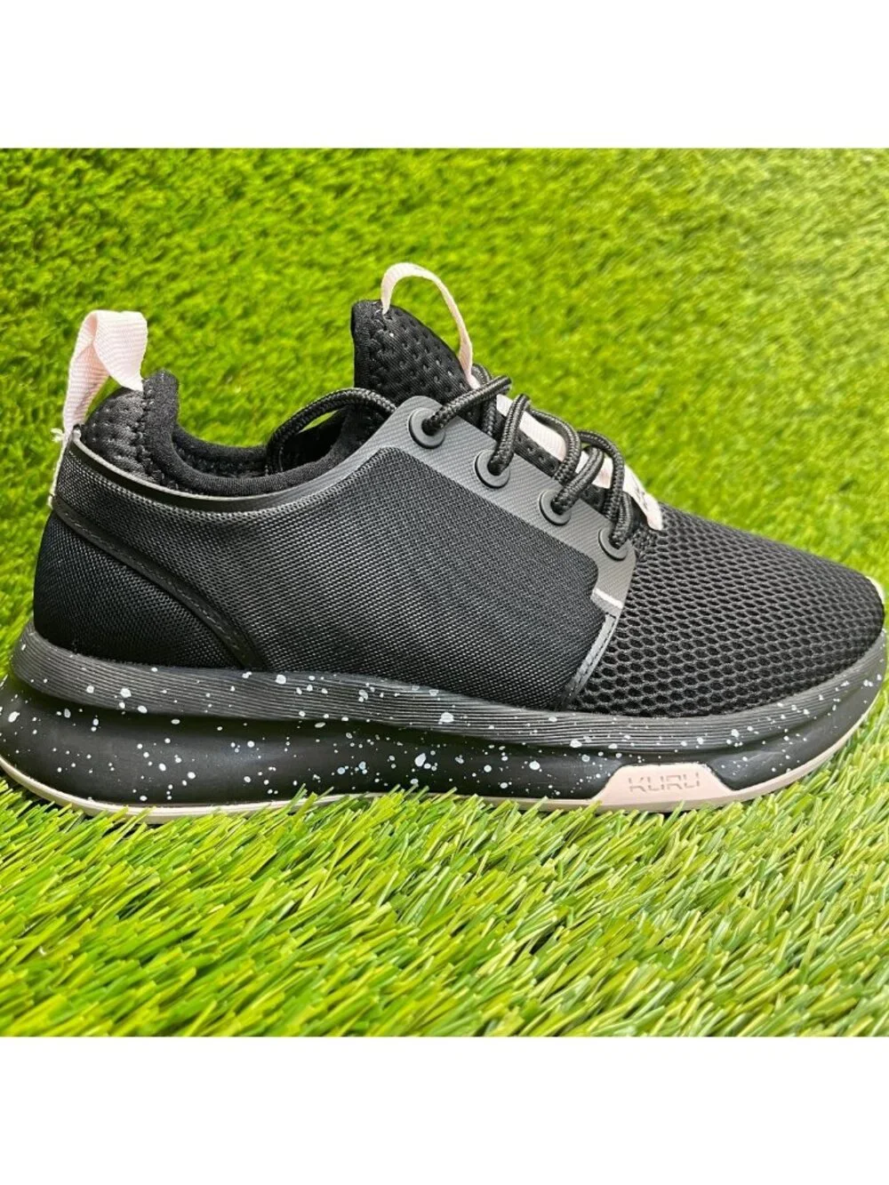 Kuru Atom Womens Size 5D Jet Black Pink Athletic Running Walking Shoes Sneakers